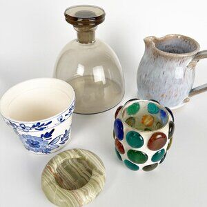 Vintage 5 Piece Eclectic Bundle House Wear Hand Made Handmade Set Vessel Planter